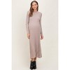 Pinkblush Beige Ribbed Long Sleeve Maternity Sweater Midi Dress - 2 of 4