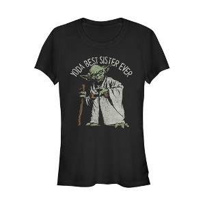 Juniors Womens Star Wars Yoda Best Sister Ever T-Shirt - 1 of 3