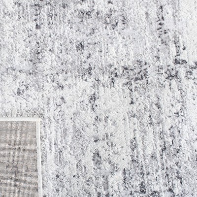 Ivory and Grey Abstract Reversible Synthetic Runner Rug