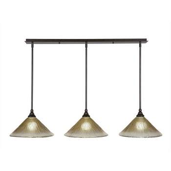 Toltec Lighting Any 3 - Light Chandelier in  Bronze with 12" Amber Crystal Shade
