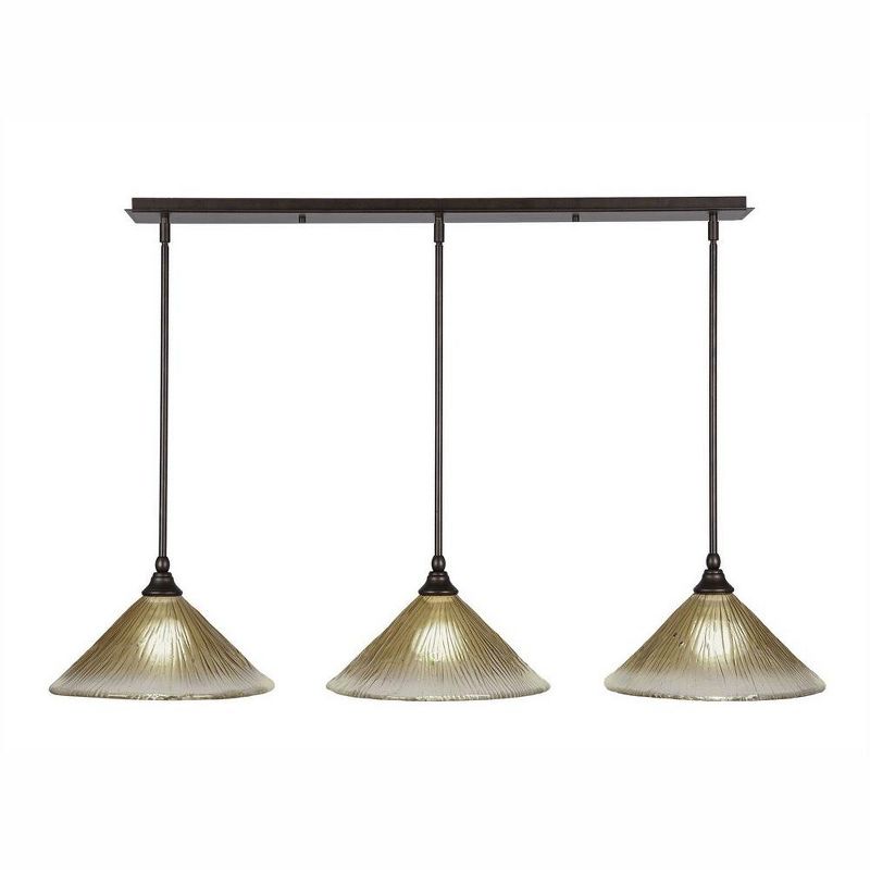 Toltec Lighting Any 3 - Light Chandelier in  Bronze with 12" Amber Crystal Shade, 1 of 2