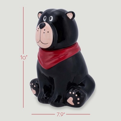 100 North 10 inch Dolomite Ceramic Everyday Cookie & Candy Jar with Airtight Lid: Kitchen Canisters, Pet Treat Containers, Black Bear Handkerchief — фото 2