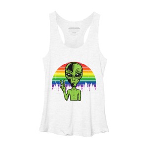 Adult Design By Humans Alien Peace Pride Retro Stripes By Tomoken Racerback Tank Top - 1 of 2