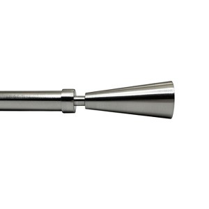 Versailles Sculpted Cone Finial Steel Heavy Duty Curtain Rod Set for Windows Brushed Nickel - 1 of 2