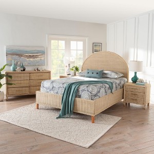 bali & pari Lanica Japandi Sun-Bleached Braided Rattan Queen Size 4-Piece Bedroom Set - 1 of 4