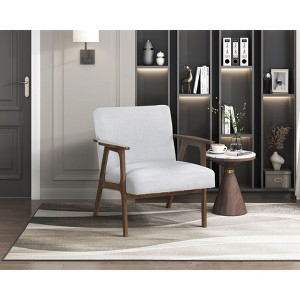 NicBex 1pc Accent Chair with Solid Rubberwood Frame Upholstered Lounge Chair Reading Chair Comfy Chair Home Furniture for Living Room, Gray - 1 of 4