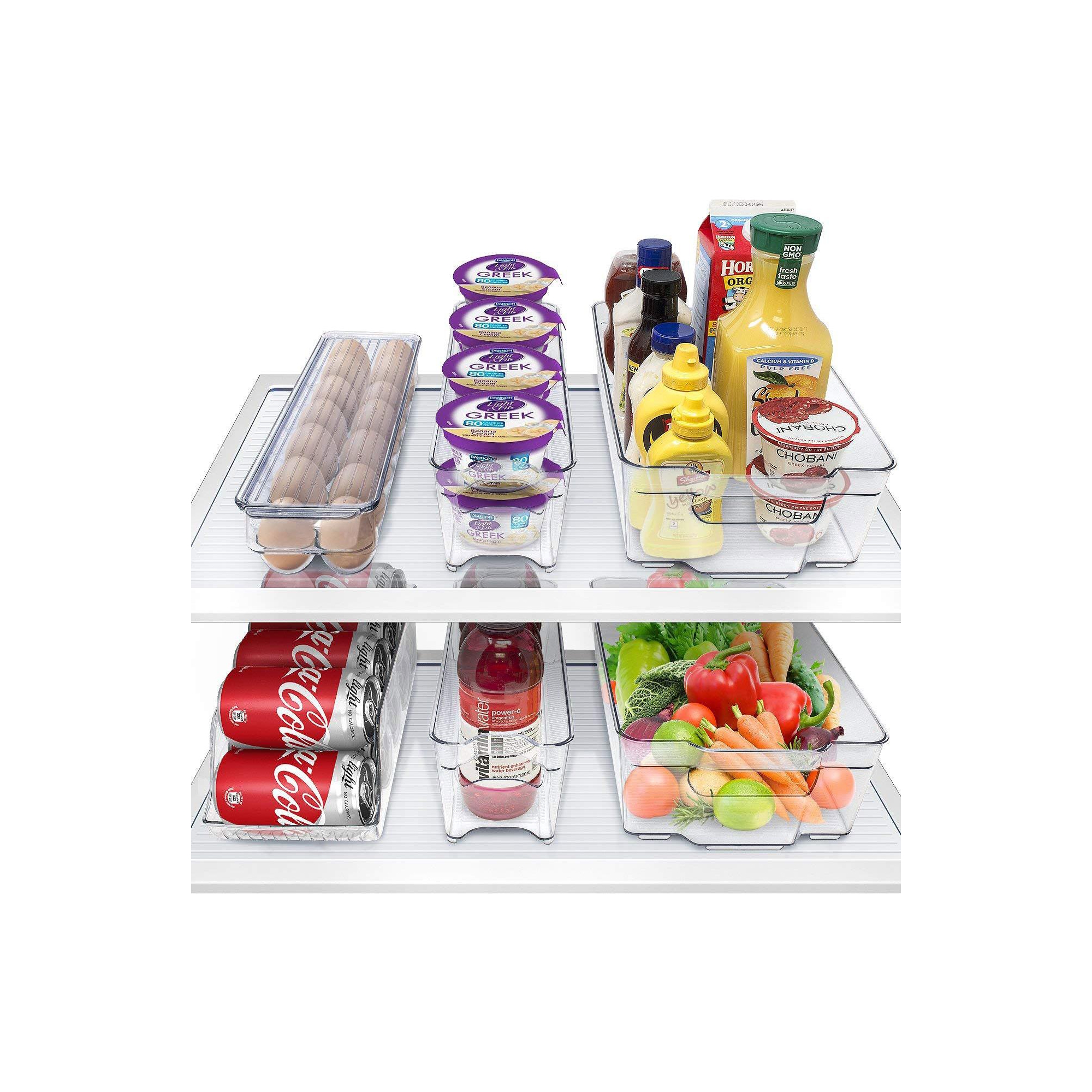 Sorbus Fridge Bins and Freezer Bins Refrigerator Organizer Stackable Storage Containers BPA-Free Drawer Organizers for Freezer and Pantry (Pack of 6)