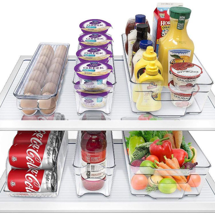 Sorbus Fridge Bins and Freezer Bins Refrigerator Organizer Stackable Storage Containers BPA-Free Drawer Organizers for Freezer and Pantry (Pack of 6)