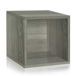 Way Basics 12.8"H x 13.4"W Eco Modular Stackable Storage Cube Modern Cubby Organizer Gray Wood Grain