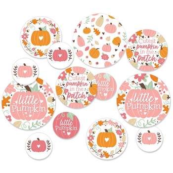 Big Dot of Happiness Girl Little Pumpkin - Fall Birthday Party or Baby Shower Giant Circle Confetti - Party Decorations - Large Confetti 27 Count