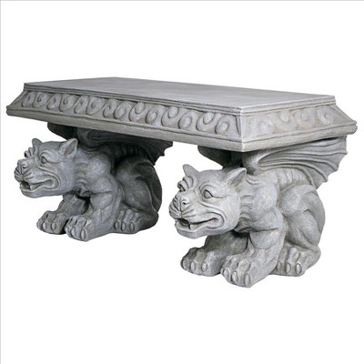 Blair Castle 31" Faux Stone Resin Gargoyle Bench