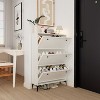 VYNXARIA 31.5 Inch Nordic Style Shoe Storage Cabinet with 2 Flip Drawers, Freestanding Organizer with Solid Wood Legs for Entryway - 2 of 4