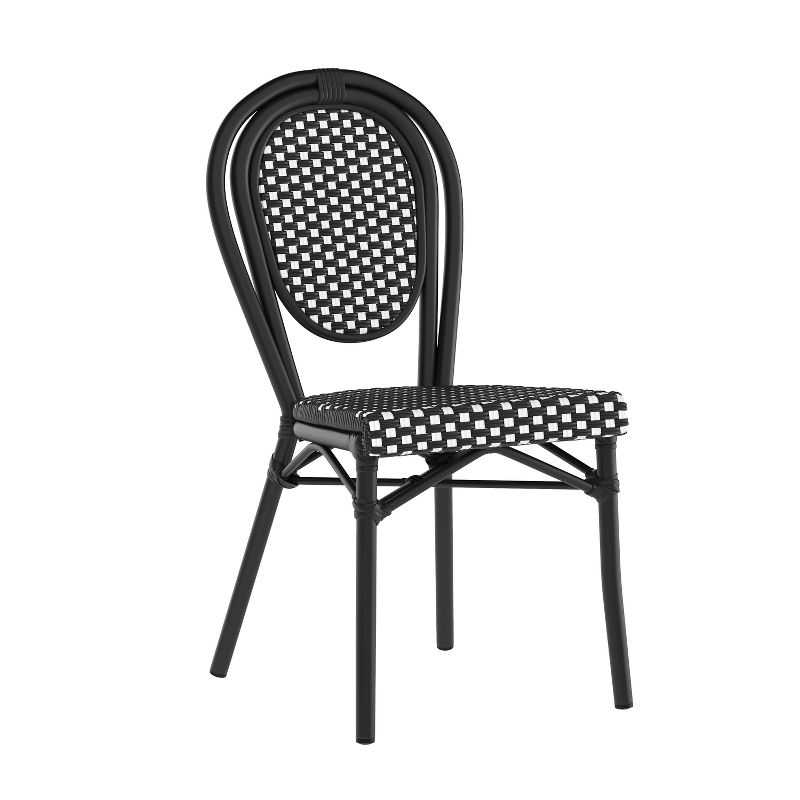 Flash Furniture Lourdes Indoor/Outdoor Commercial Thonet French Bistro Stacking Chair, PE Rattan and Aluminum Frame, 1 of 14