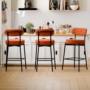 DYHOME Bar Stools Set of 3, 27 Inches Counter Height Kitchen Bar Stools with Back, Modern Metal Tall Bar Stools for Kitchen Island - 1 of 4