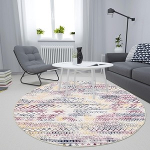 Washable Geometric Area Rug, Non-Slip Low Pile Foldable Stain-Resistant Floor Cover for Living Room Bedroom Dining Room - 1 of 4