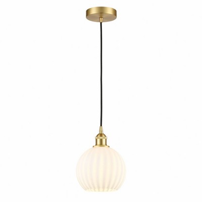 White Venetian - 1 Light Cord Hung Mini Pendant In Modern Style-10 Inches Tall and 8 Inches Wide