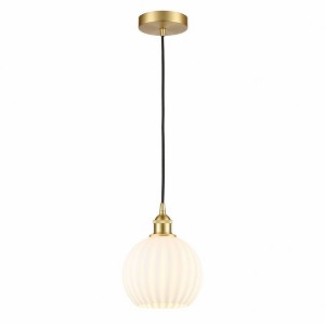 White Venetian - 1 Light Cord Hung Mini Pendant In Modern Style-10 Inches Tall and 8 Inches Wide - 1 of 1