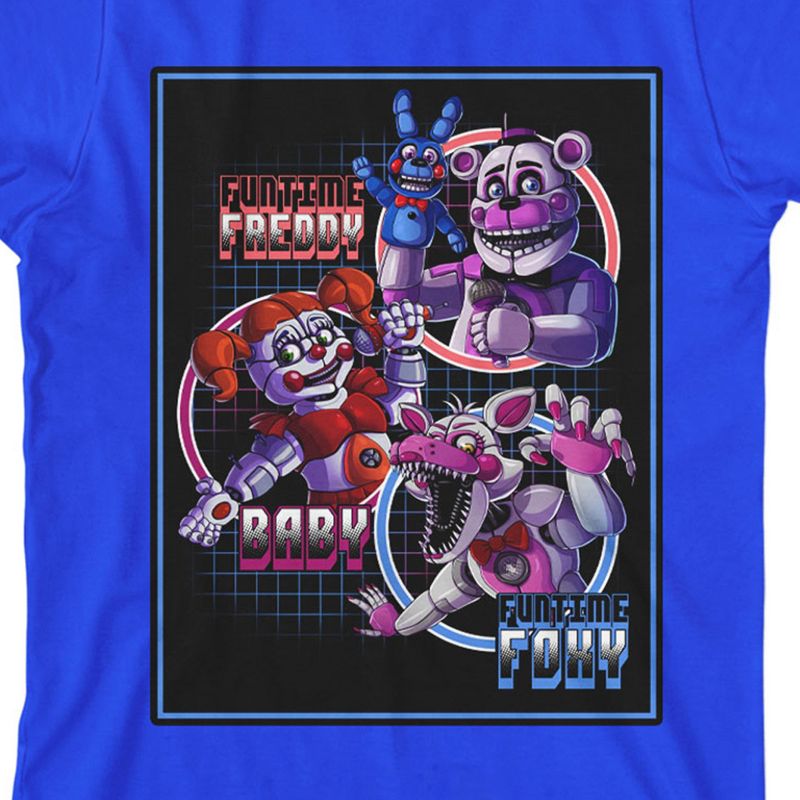 Bioworld Five Nights at Freddy's Fun Time Characters Youth Royal Blue Short Sleeve Tee, 2 of 4