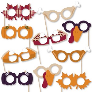 Big Dot of Happiness Friends Thanksgiving Feast Glasses - Paper Card Stock Friendsgiving Party Photo Booth Props Kit - 10 Count - 1 of 4