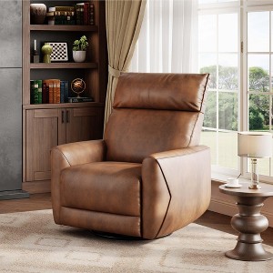 Power Recliner Chair, Upholstered Leather Swivel Rocker Glider Recliner Nursery Chair with USB Port, Ergonomic Designed Single Sofa Seat - 1 of 4