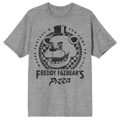 Seven Times Six Five Nights At Freddy's Shirt Men's Freddy Fazbear's Pizza Short Sleeve Tee Grey