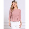 INSPIRE CHIC Women's Crew Neck 3/4 Sleeve Ruffle Button Down Blouses - 4 of 4