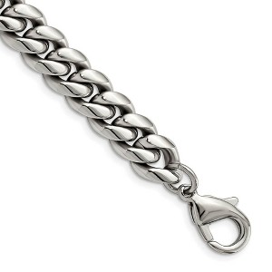 Black Bow Jewelry Men's 10mm Stainless Steel Polished Curb Chain Bracelet, 8.5 Inch - 1 of 4