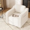 Swivel Accent Chair, White Faux Shearling Barrel Chair with Armrest, 30"W Upholstered Cozy Single Sofa - 3 of 4