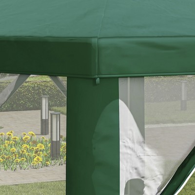 Green Hexagon Steel Frame Outdoor Gazebo with Mesh Screen