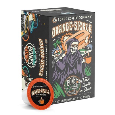 Bones Coffee Company Orange Sickle Orange Vanilla Cream Flavor 12 ct Single-Serve Bones Cups Coffee Pods Keurig Coffee Maker Compatible