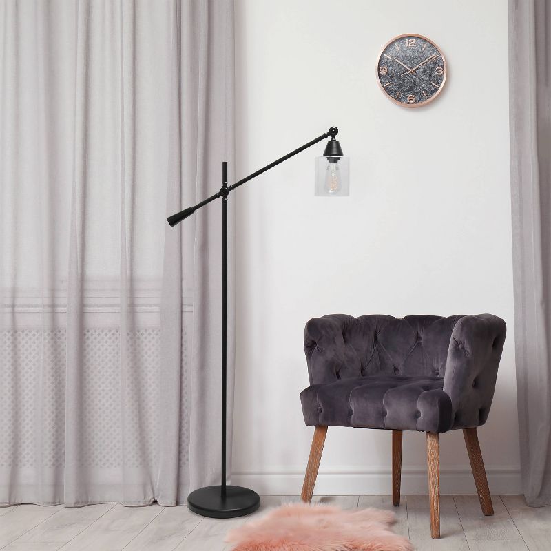 Swing Arm Floor Lamp with Glass Cylindrical Shade - Lalia Home, 5 of 8