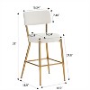 CIPACHO Set of 2 modern teddy fabric upholstered bar stools - Metal base high stool - Suitable for kitchen, dining and living room - Beige - 2 of 4