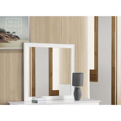 Classic White Square Wood Framed Dresser Mirror