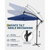 10 FT Hanging Cantilever Umbrella with 360 Degree Rotation, 8 Ribs Offset Patio Umbrella Cross Base Support Patio Umbrella with Easy Tilt Adjustment - 3 of 4