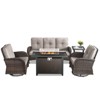 Buenhomino 5PCS Outdoor Patio Furniture Set with Fire Pit,Wicker Patio Conversation Sets with 43" Propane Fire Pit Table,Swivel Rocking Chairs - 2 of 4