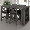 5-Piece Counter Height Dining Table Set with 4 Upholstered Chairs, Wood Kitchen Table with 3-Tier Storage Shelf for Dining Room or Small Space - 2 of 4