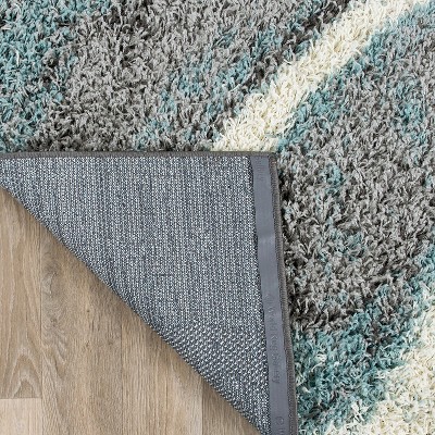 Blue and Gray Abstract Shag 5' x 7' Area Rug