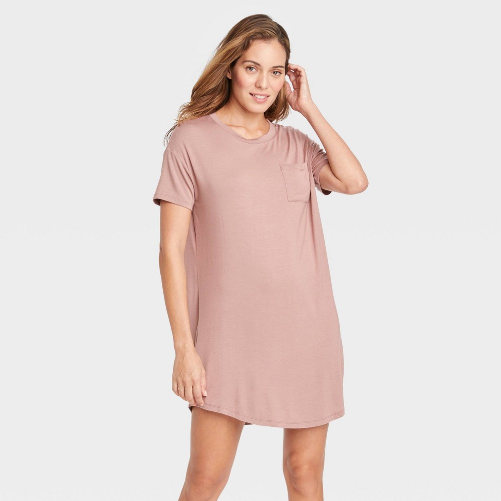 Women's Beautifully Soft Short Sleeve NightGown - Stars Above Mauve S, Pink