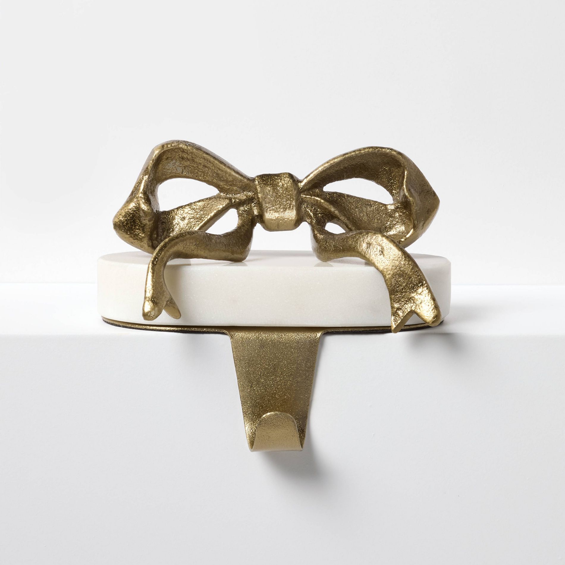 Marble and Metal Bow Christmas Stocking Holder Gold - Threshold™ designed with Studio McGee