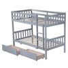 YOOCOZZ Twin Over Twin Rubber Wood Bunk Bed with 2 Drawers,Ladder and Safety Guardrails - 2 of 4