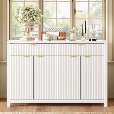 Wave Pattern Sideboard Buffet Cabinet with 2 Drawers and 4 Doors, Adjustable Shelves, Decorative Storage Cabinet for Entryway-Maison Boucle