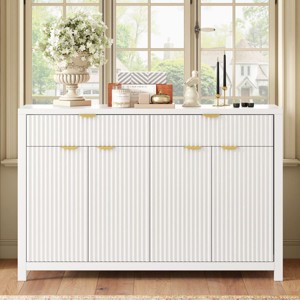 Wave Pattern Sideboard Buffet Cabinet with 2 Drawers and 4 Doors, Adjustable Shelves, Decorative Storage Cabinet for Entryway-Maison Boucle - 1 of 4