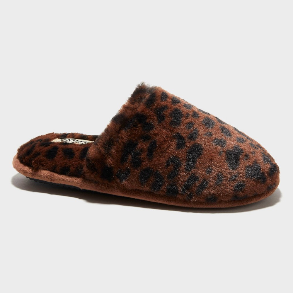 dluxe by dearfoams Women's Luella Leopard Scuff Slippers - Brown M