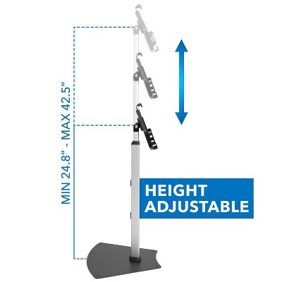 Adjustable Silver and Black Anti-Theft Tablet Floor Stand