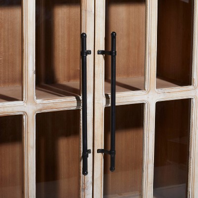 Weathered Brown Wood and Glass Farmhouse Accent Cabinet