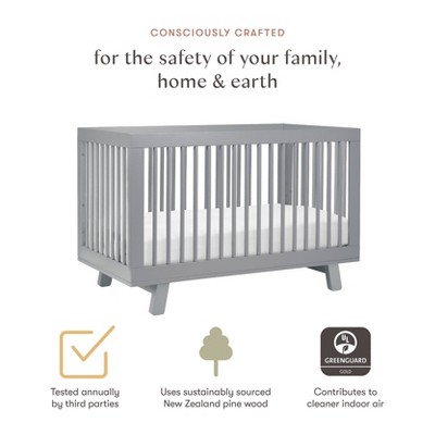 Hudson Modern Grey New Zealand Pine 3-in-1 Convertible Crib
