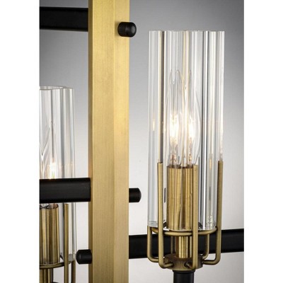 Elegant Black and Antique Brass 4-Light Pendant with Clear Glass Shades