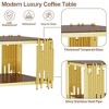 Dolonm Luxury Gold Coffee Table: 43.3" Rectangular 8mm Tempered Glass, 300lbs Stainless Steel Legs, Adjustable Feet - Modern Living Room - 3 of 4