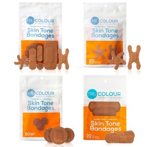 Tru-Colour Skin Tone Shade Adhesive Bandage Assorted Shapes, Brown - 1 of 4