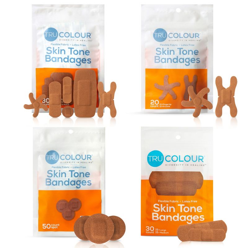 Tru-Colour Skin Tone Shade Adhesive Bandage Assorted Shapes, Brown, 1 of 9